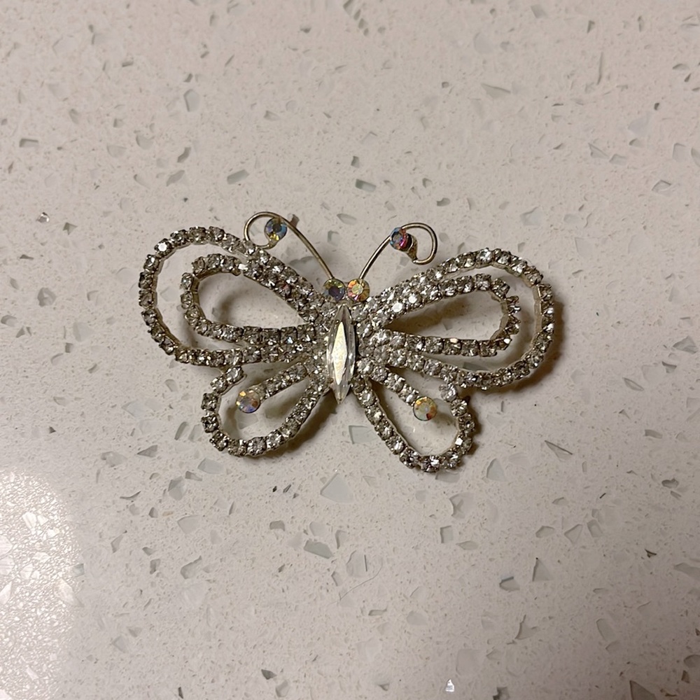 Crystal butterfly brooch